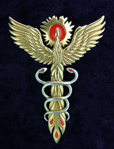 2 Tone Firedance Phoenix with Red Enamel Pendant